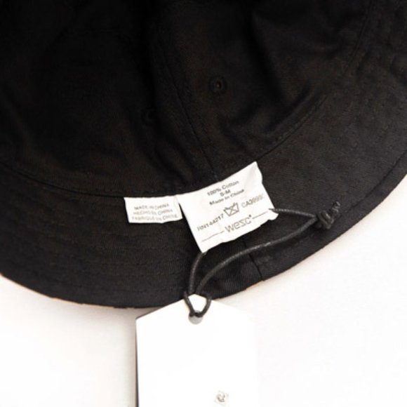 WESC Dot Stripe Black Beige Bucket Hat - Picture 3 of 7